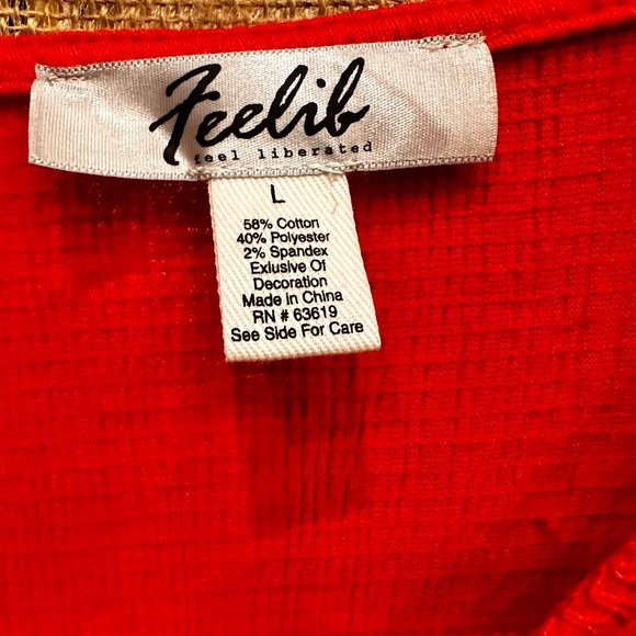Feelib (Feel Liberated) Red/Orange Top Size Large 
Has super cuter details. - Picture 6 of 8
